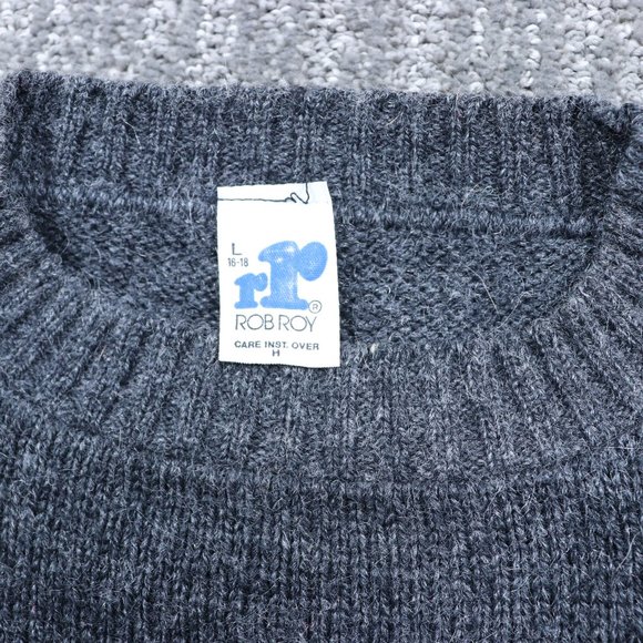 Vintage Rob Roy Womens Junior Large Sweater Gray Striped Classic Cozy Academia - Picture 2 of 6